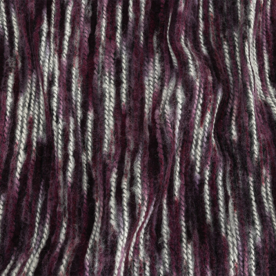 Elderberry and White Striated Novelty Chunky Knit | Mood Fabrics