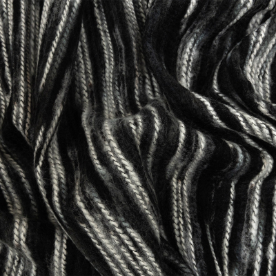 Black, Gray and White Striated Novelty Chunky Knit | Mood Fabrics