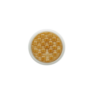 Toffee Basketweave set in a White Circular 2-Piece Shank Back Button - 24L/15mm | Mood Fabrics