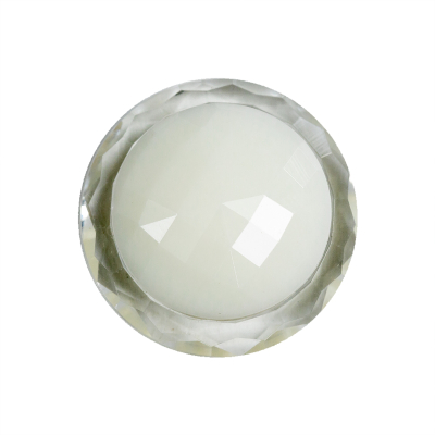 White and Transparent 2-Piece Faceted Shank Back Button - 36L/23mm | Mood Fabrics