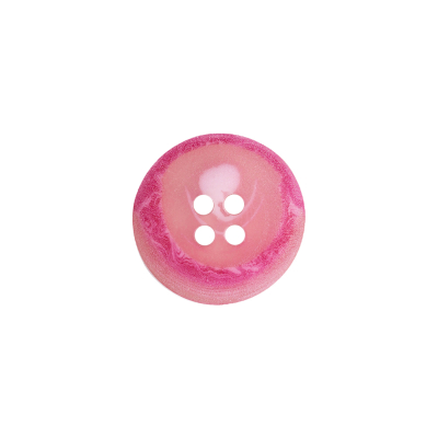 Transparent and Hot Pink Swirl 4-Hole Low Convex Button - 24L/15mm | Mood Fabrics
