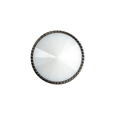 White and Gunmetal 2-Piece Cone-Shaped Shank Back Button - 32L/20mm | Mood Fabrics