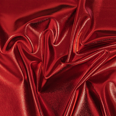 Curitiba Candy Apple Red All-Over Foil Faux Leather Spandex | Mood Fabrics