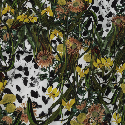 Ravello Spotted Iris and Chrysanthemums Mercerized Organic Egyptian Cotton Shirting | Mood Fabrics