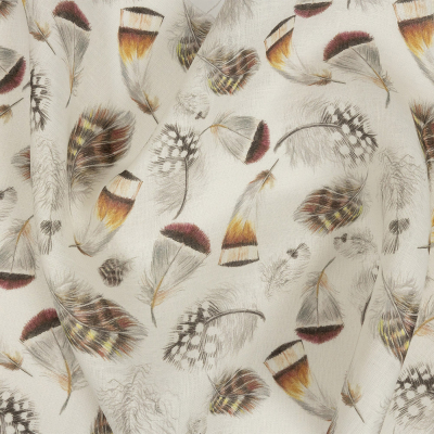 Floating Feathers Printed Linen Woven | Mood Fabrics