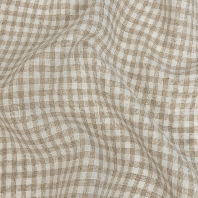 Torres Natural and White Linen Gingham | Mood Fabrics