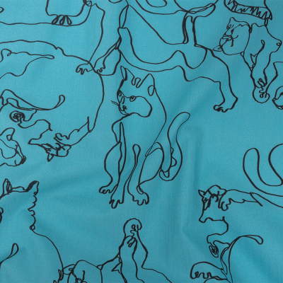 Mood Exclusive Blue Kitty Kraze Cotton Poplin | Mood Fabrics
