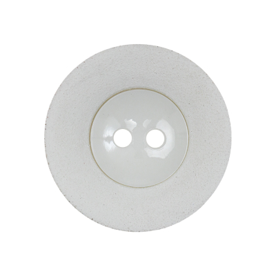 White Shiny Two-Hole Button with Matte Textured Concaving Rim - 44L/28mm | Mood Fabrics