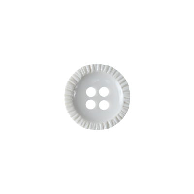 Opaque Lily White Pie-Crust Rim 4-Hole Plastic Shirt Button - 20L/12.5mm | Mood Fabrics