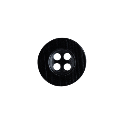 Black Beauty and Disco Ball Iridescent 4-Hole Plastic Button with Wide Rim - 24L/15mm | Mood Fabrics