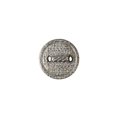 Italian Silver Faux Rope Textured Shank Back Metal Button - 20L/12.5mm | Mood Fabrics