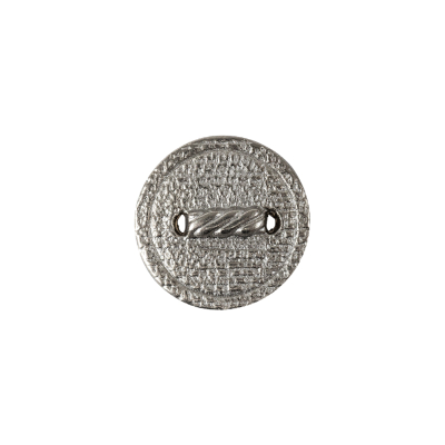 Italian Silver Faux Rope Textured Shank Back Metal Button - 24L/15mm | Mood Fabrics