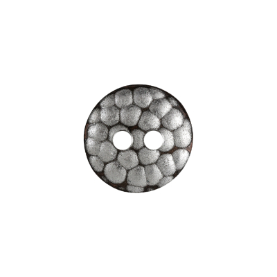 Italian Silver Geometric 2-Hole Metal Saucer Button - 24L/15mm | Mood Fabrics