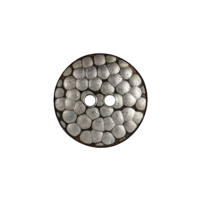 Italian Silver Geometric 2-Hole Metal Saucer Button - 32L/20mm | Mood Fabrics