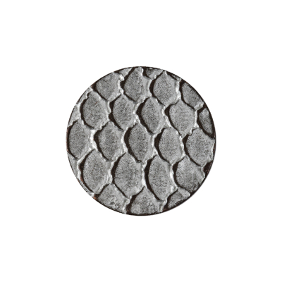 Italian Silver Scales Shank Back Metal Button - 36L/23mm | Mood Fabrics
