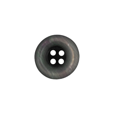 Italian Light Blue Iridescent Rolled Rim 4-Hole Plastic Button - 24L/15mm | Mood Fabrics
