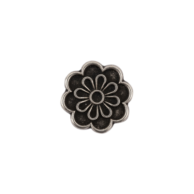 Italian Silver Oxidized Floral Shank Back Button - 24L/15mm | Mood Fabrics