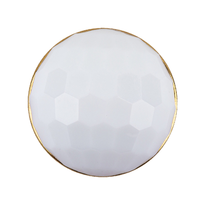 Italian White and Gold Geometric Faceted Dome Shaped Shank Back Button - 44L/28mm | Mood Fabrics