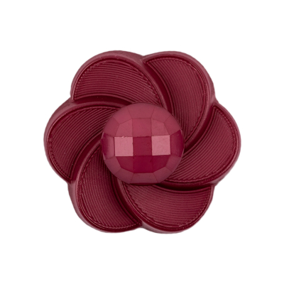 Italian Dark Pink Floral and Geometric Shank Back Nylon Button - 44L/28mm | Mood Fabrics