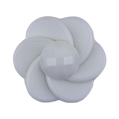 Italian White Floral and Geometric Shank Back Nylon Button - 54L/34mm | Mood Fabrics