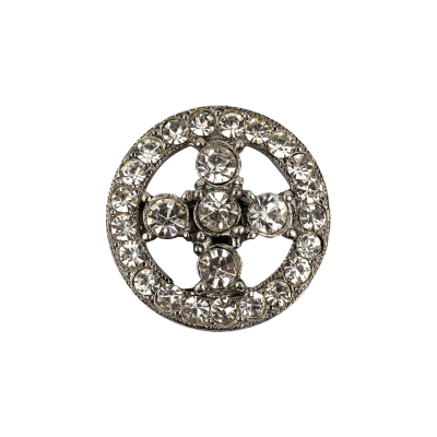 Italian Crystal Rhinestones and Silver Metal Shank Back Button - 34L/21.5mm | Mood Fabrics