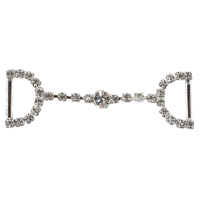 Vintage Swarovski Crystal Rhinestones and Silver Metal Dress Trim Ornament - 0.875
