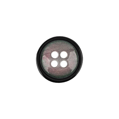 Italian Pink, Green and Smoke 4-Hole Domed Button - 24L/15mm | Mood Fabrics