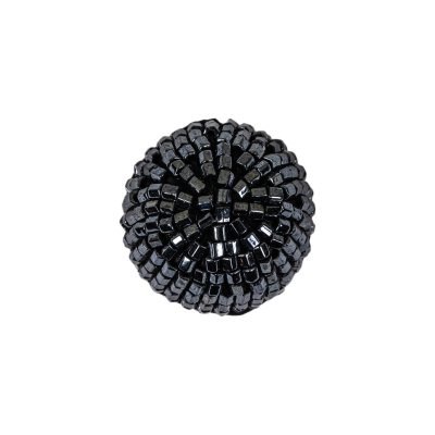 Vintage Gunmetal Seed Beaded Domed Shank Back Button - 32L/20mm | Mood Fabrics