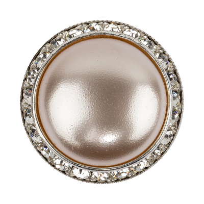 Vintage Swarovski Pearl, Crystal Rhinestones and Silver Metal Shank Back Button - 54L/34mm | Mood Fabrics