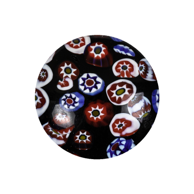 Vintage Black, Red and Blue Mosaic Domed Shank Back Glass Button - 40L/25.5mm | Mood Fabrics
