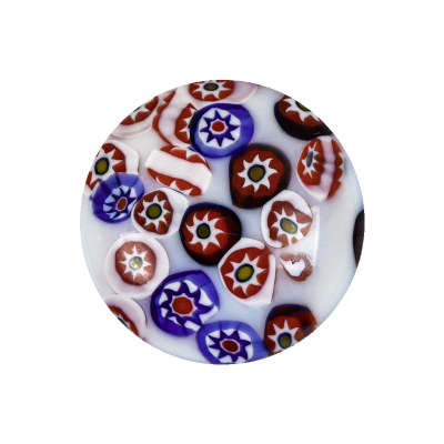 Vintage White, Red and Blue Mosaic Domed Shank Back Glass Button - 40L/25.5mm | Mood Fabrics