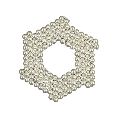 Vintage White Faux Pearls Hexagon Beaded Applique - 3.125