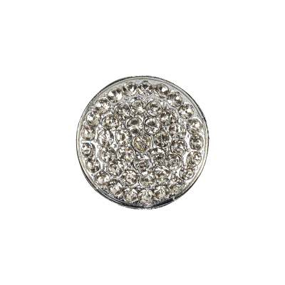 Vintage Swarovski Crystal Rhinestones and Silver Metal Circular Shank Back Button - 32L/20mm | Mood Fabrics