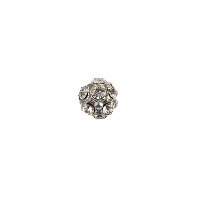 Vintage Swarovski Crystal Rhinestones and Silver Metal Shank Back Ball Button - 13L/8mm | Mood Fabrics