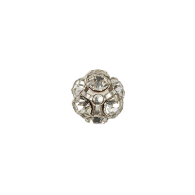 Vintage Crystal Rhinestones and Silver Metal Shank Back Ball Button - 16L/10mm | Mood Fabrics