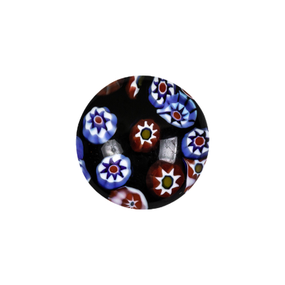 Vintage Black, Red and Blue Mosaic Domed Shank Back Glass Button - 32L/20mm | Mood Fabrics