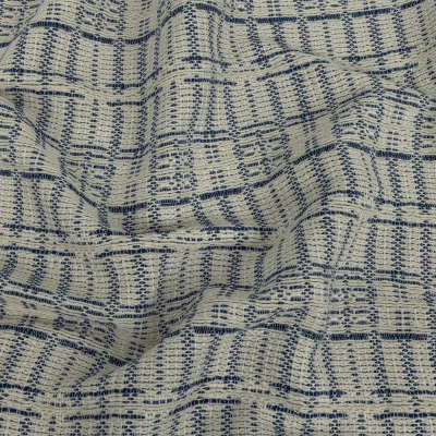 Sargasso Sea and Sugar Swizzle Jacquard Cotton Tweed | Mood Fabrics