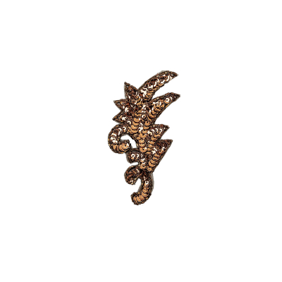 Vintage Bronze Sequins and Iridescent Chop Beaded Leaf Applique - 3.75