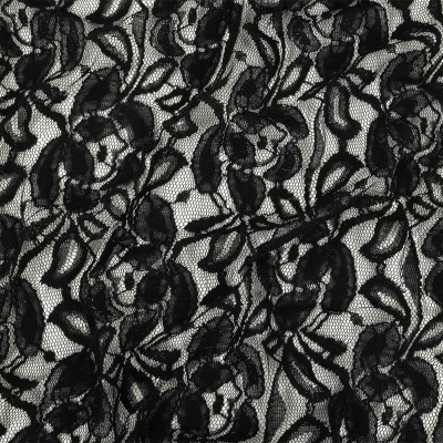 Black Floral Re-Embroidered Floral Knit Lace | Mood Fabrics