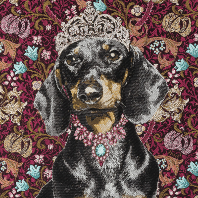 French Fuchsia Crowned Dachshund Oversized Square Patch - 18.875