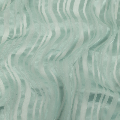 Famous Australian Designer Seafoam Crinkled Silk Chiffon with Satin Stripes | Mood Fabrics