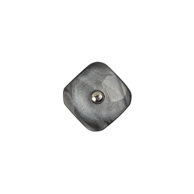 Italian Smoky Beige Haze Plastic and Silver Metal Shank Back Button - 20L/12.5mm | Mood Fabrics