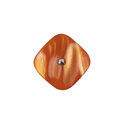 Italian Orange Bliss Plastic and Silver Metal Shank Back Button - 32L/20mm | Mood Fabrics