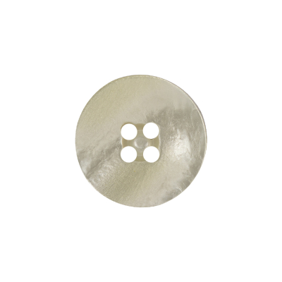 Ivory Iridescent Four Hole Smooth Top Plastic Button - 32L/20mm | Mood Fabrics