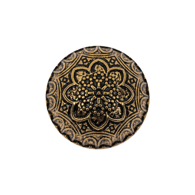 Gold Floral Classical Dome Shaped Metal Coat Button - 36L/23mm | Mood Fabrics