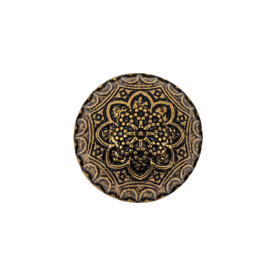 Gold Floral Classical Dome Shaped Metal Coat Button - 32L/20mm | Mood Fabrics