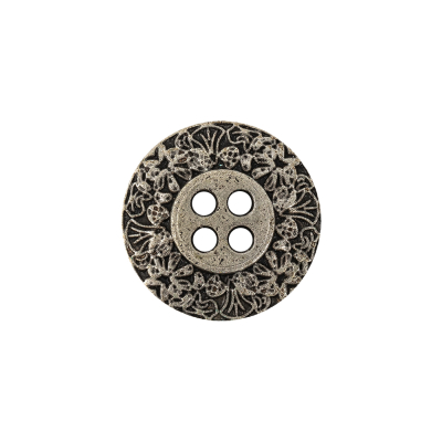 Italian Silver Floral Metal Button - 30L/19mm | Mood Fabrics