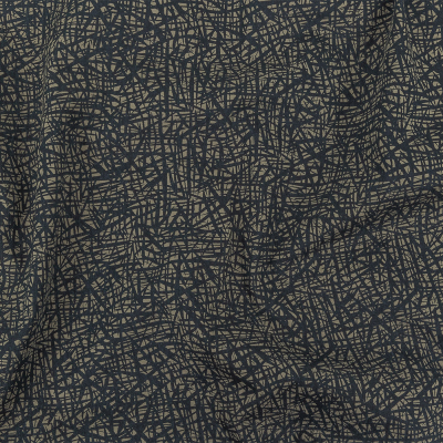 Liz Claiborne Cloudburst and Navy Abstract Printed Cotton Twill | Mood Fabrics
