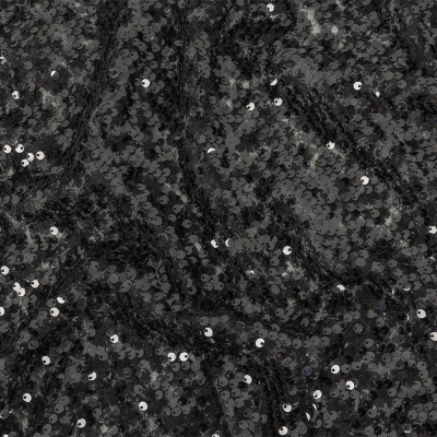 Black on Black Sequined and Embroidered Lace | Mood Fabrics