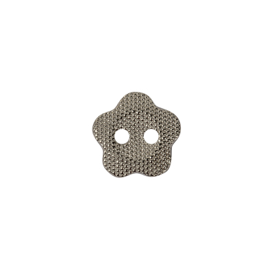 Nickel Nailshead Textured 2-Hole Metal Flower Button - 20L/12.5mm | Mood Fabrics
